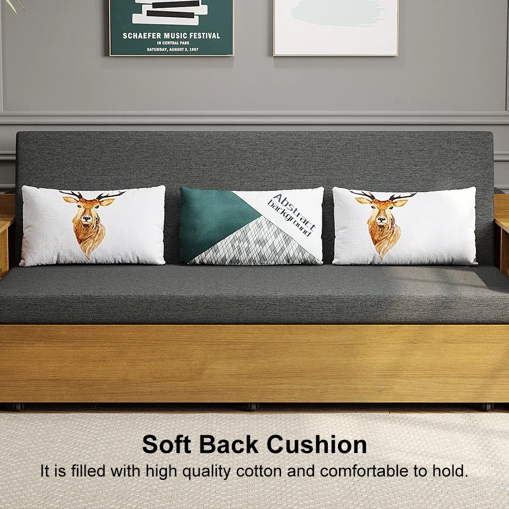 Spacely Versatile Sofa Bed: Soft back cushion. Filled with high-quality cotton, comfortable to lean on.