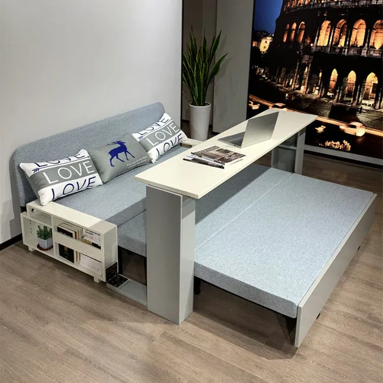 Real photo of the Spacely Versatile Sofa Bed in White & Gray