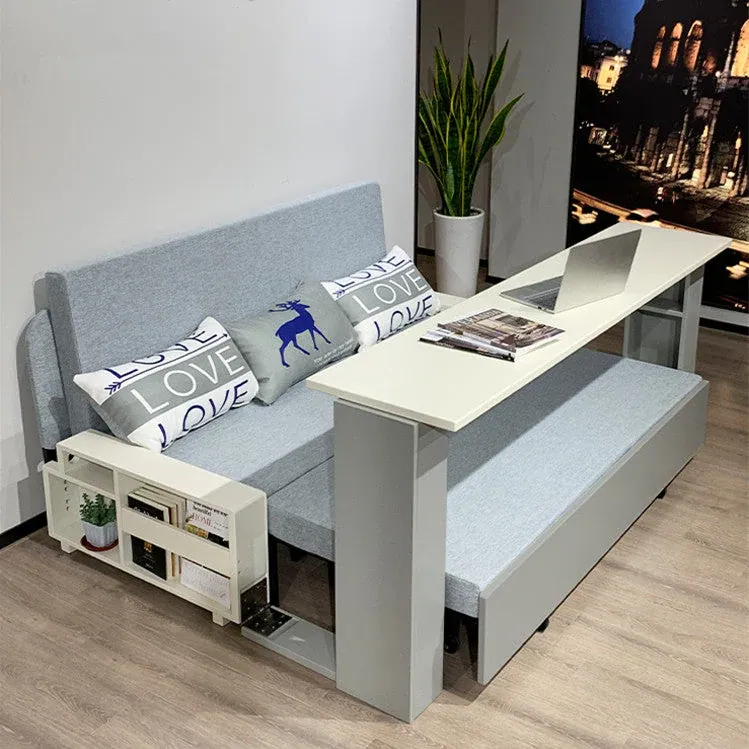 Real photo of the Spacely Versatile Sofa Bed in White & Gray
